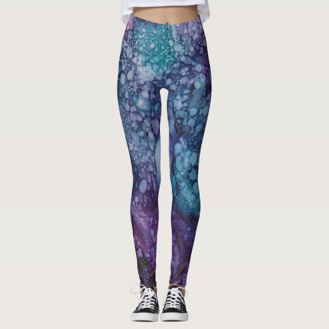 Leggings Blues/Purpurfarben-Design (Vorderseite)
