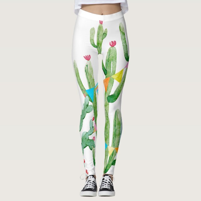 Leggings Boho Llama Bohemisch Cacti-Wüste (Vorderseite)