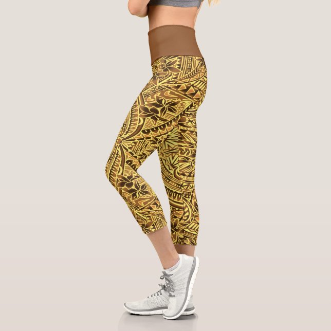 Leggings Capri, groß/Tribal/Gelb Braun (Links)