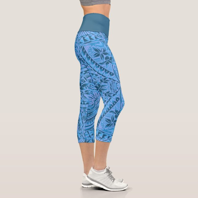 Leggings Capri, groß/Tribal/Ölblau (Rechts)