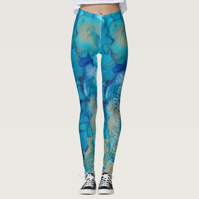 Leggings Chanukah Blue, Golds Design (Vorderseite)