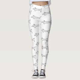 Leggings Dackel Schwarz/Weiß