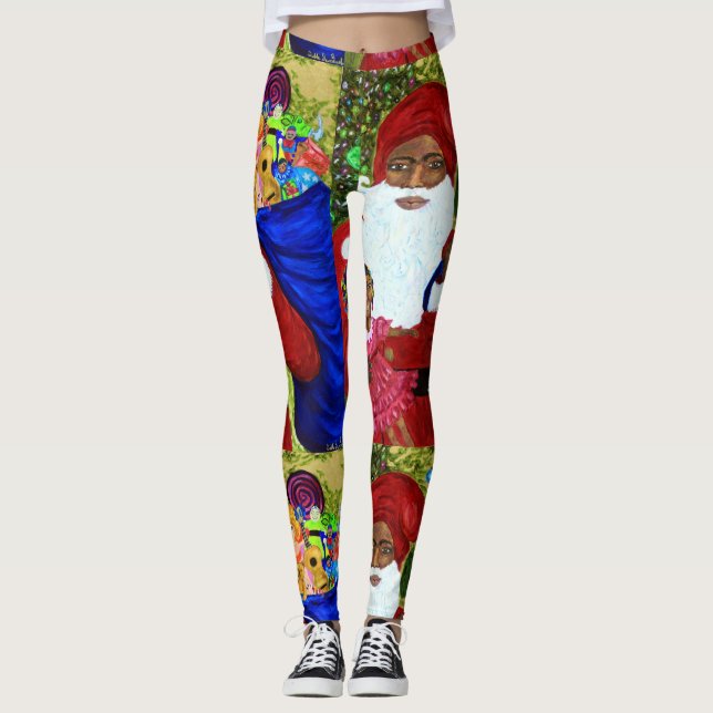 Leggings der Black Santa Claus Designer - Weihnach (Vorderseite)