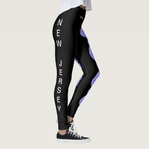 Leggings der Blume Black New Jersey Violet Staat