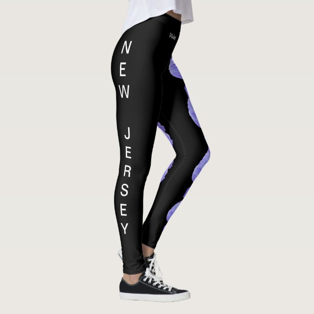 Leggings der Blume Black New Jersey Violet Staat (Rechts)