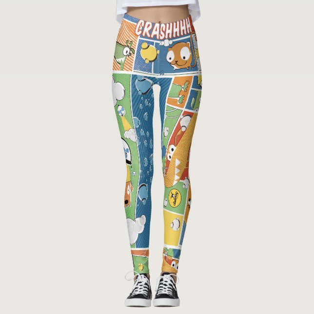 Leggings der Comic-die Druck-Gemusterten Frauen (Vorderseite)
