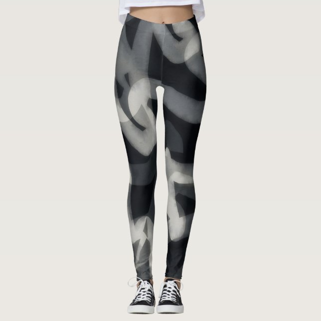 Leggings der Schwarzen und Grauen Kunst (Vorderseite)