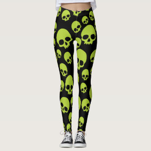Leggings des Giftgrün-Random-Skulls