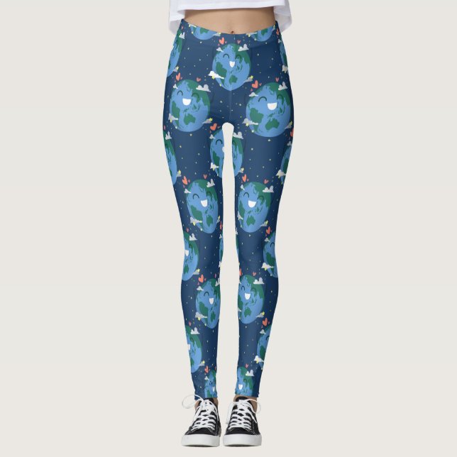Leggings des niedlichen Earth Day (Vorderseite)