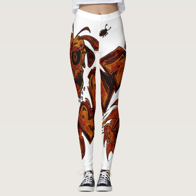 Leggings Exklusives Design.  Orange braun Crazy (Vorderseite)