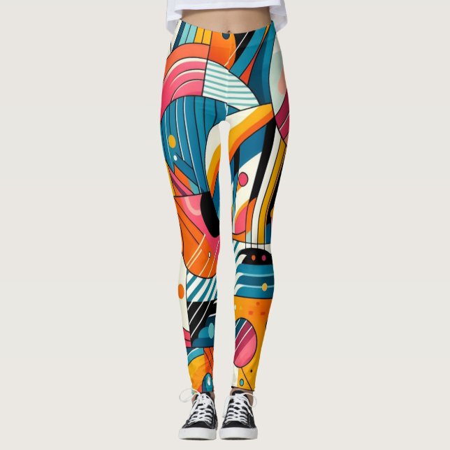 Leggings - Farbiges geometrisches Design, Kunst (Vorderseite)