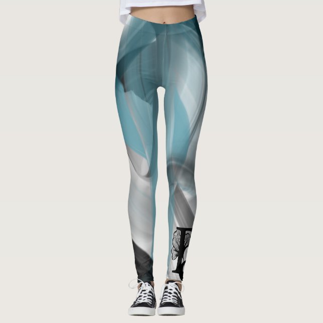 Leggings Fitness Abstrakt Art Blue Ozean (Vorderseite)