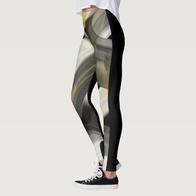 Leggings Fitness Abstrakte Kunst Schwarz-weiß Gold (Links)