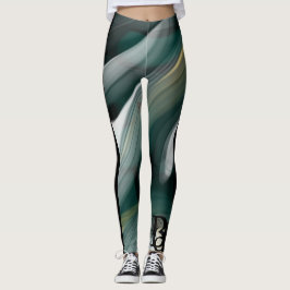 Leggings Fitness Art Green Emerald Abstrakt Art