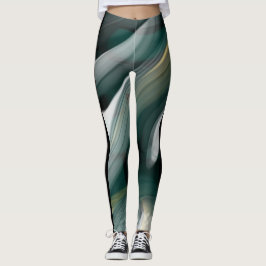 Leggings Fitness Art Green Emerald Abstrakt Art