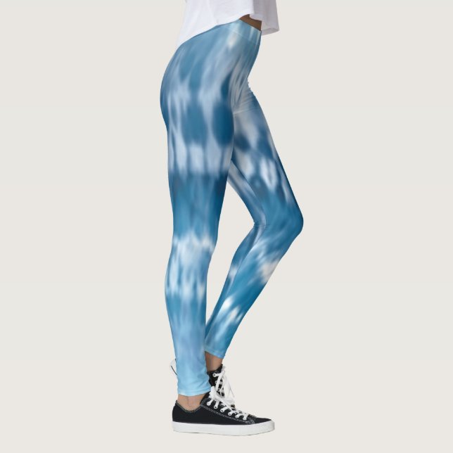 Leggings für abstrakte Blaue Gefärbte Krawatte (Rechts)
