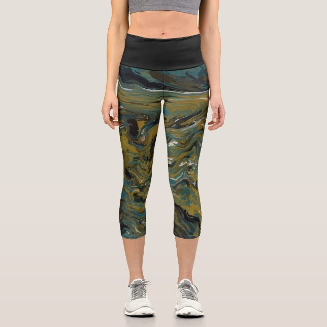 Leggings für aquamarine, goldene, weiße und schwar (Vorderseite)