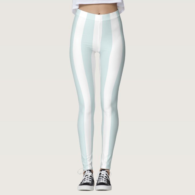 Leggings für Damen in Blau und Weiß Streifen (Vorderseite)