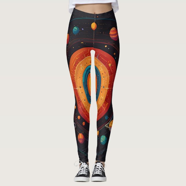Leggings für das dynamische Sonnensystem für Mädch (Vorderseite)