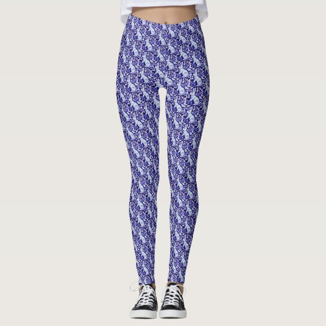 Leggings für die Designer von Blue und White Bunny (Vorderseite)