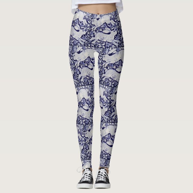 Leggings für die Designer von Blue und White Bunny (Vorderseite)
