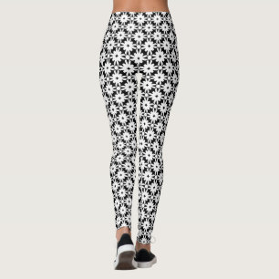 Leggings für die Schwarz-weiße Blume