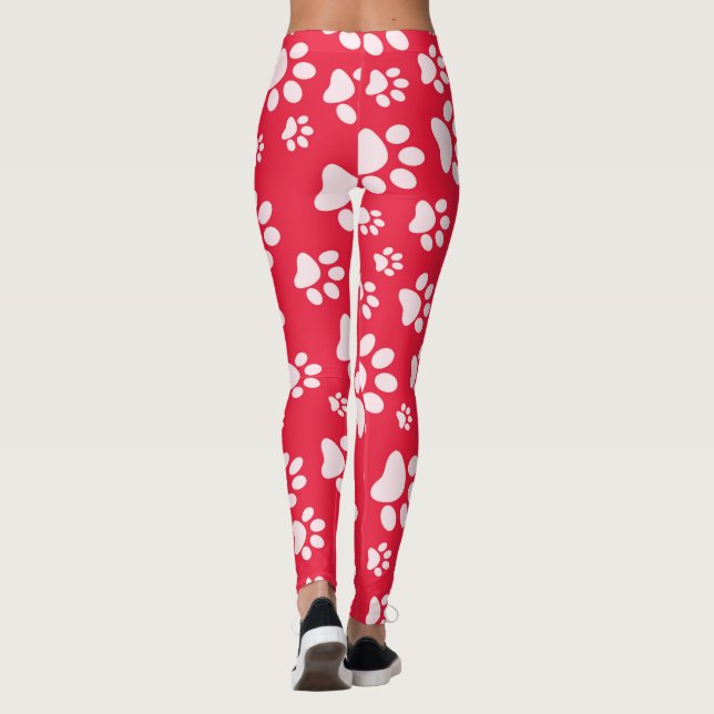 Leggings für Druckmuster in Rot und Weiß (Rückseite)