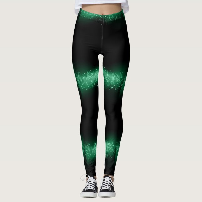 Leggings für funkelnd grünes Design (Vorderseite)