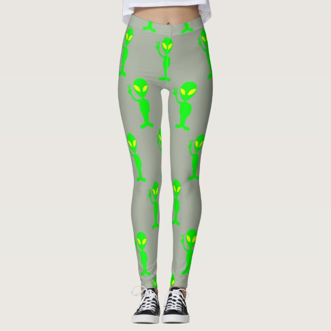 Leggings für graue und lime-grüne Alien (Vorderseite)