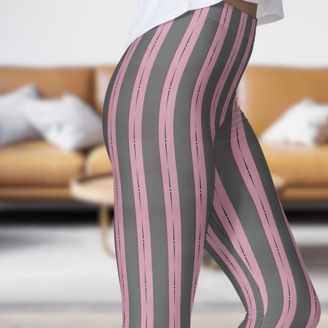 Leggings für klassische Grau- und Rosa Strip-Muste (Classic Gray and Pink Strip Pattern Leggings)