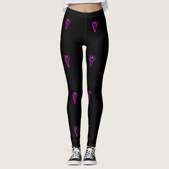 Leggings für lila Buchstabenansichten (Vorderseite)