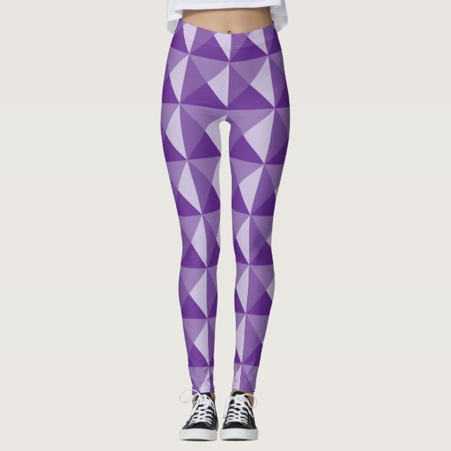 Leggings für lila geometrische Muster (Vorderseite)