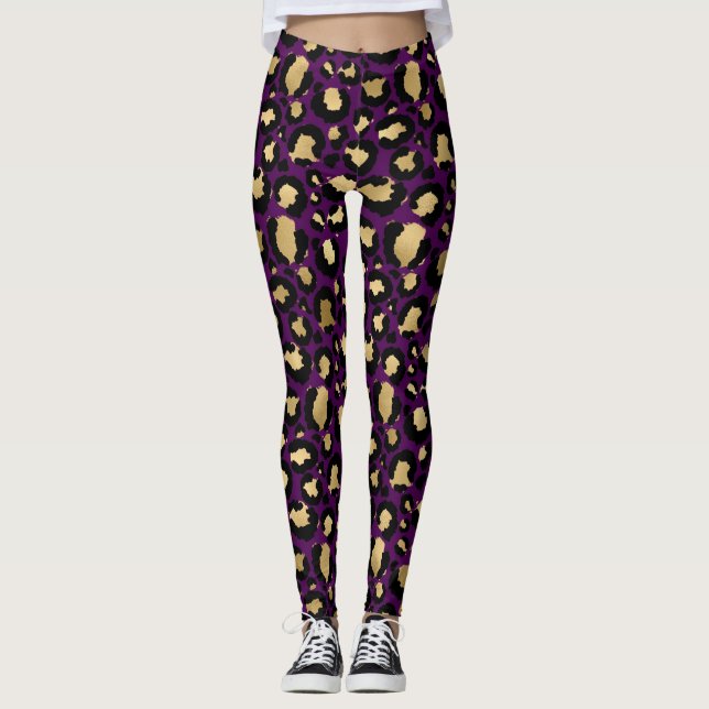 Leggings für lila Leoparden/Geparden (Vorderseite)