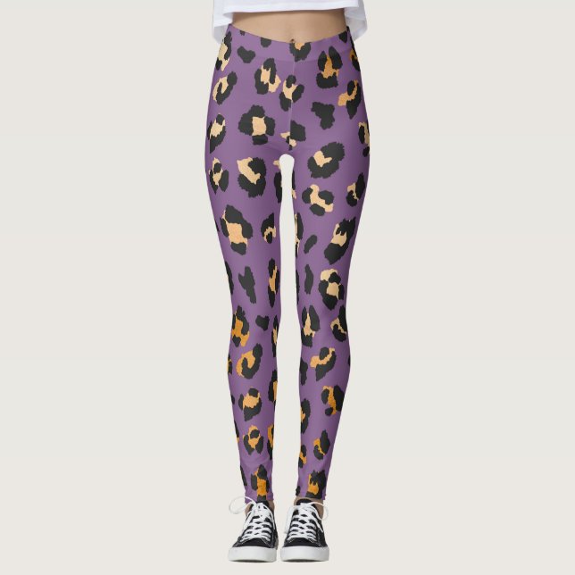 Leggings für lila Tierausdrucke (Vorderseite)
