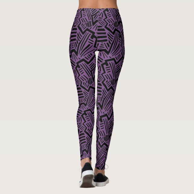 Leggings für lila und schwarze Muster (Rückseite)