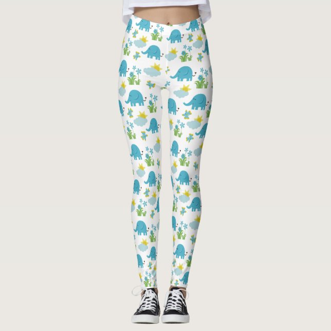 Leggings für niedliche Elefantenmuster (Vorderseite)