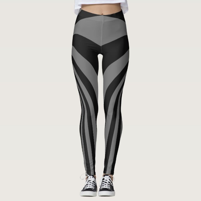 Leggings für Schwarz-Grau-Swirl-Design (Vorderseite)