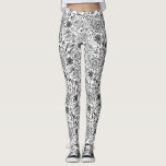 Leggings für Schwarz-weiße Muster<br><div class="desc">Ein elegantes,  schwarz-weißes Blumenmuster schmückt die Leggings dieser Frauen. Das Muster hat Blume,  Postzeichen und kalligraphische Skriptwörter. Moderner,  stilvoller und modischer französischer Postkartellstil. Entworfen für Sie von BlackBerry Boulevard.</div>