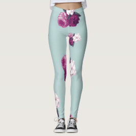 Leggings für Vintages Blau und Lila Rose