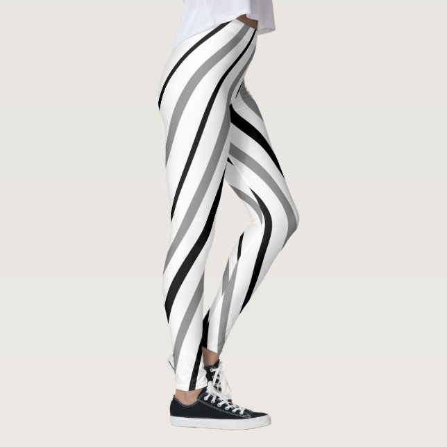 Leggings für Zickzack Streifen in Schwarz-Grau (Rechts)