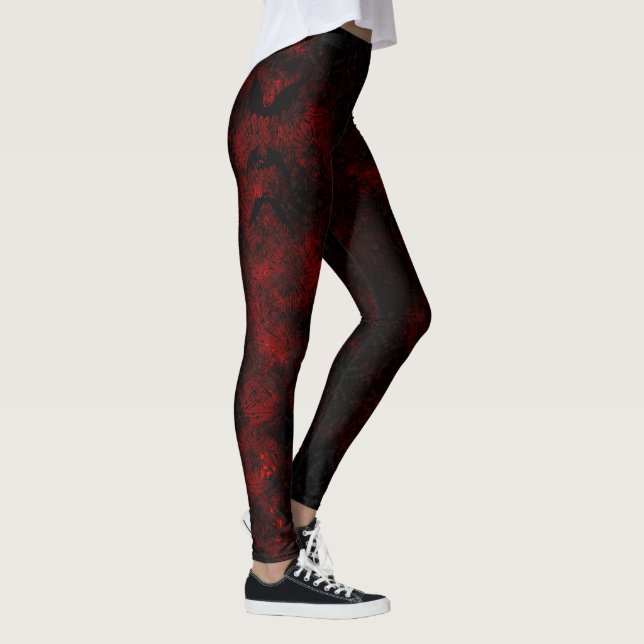 Leggings Gefärbte Krawatte Bat in Rot und Schwarz (Rechts)