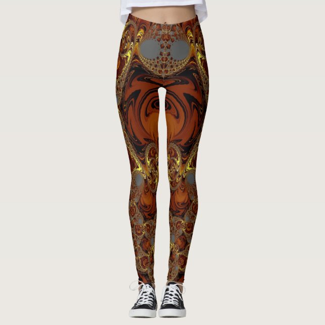 Leggings ~ Gelb, braun und grau (Vorderseite)