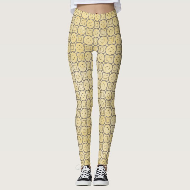 Leggings, gelb und grau geometrisch leggings (Vorderseite)