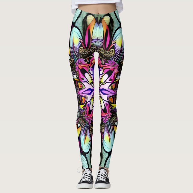 Leggings geometrischer Abstrakter Kunst (Vorderseite)
