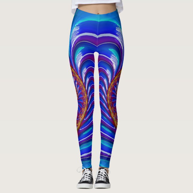 Leggings ~glänzend blau lila gelb ~ Original (Vorderseite)