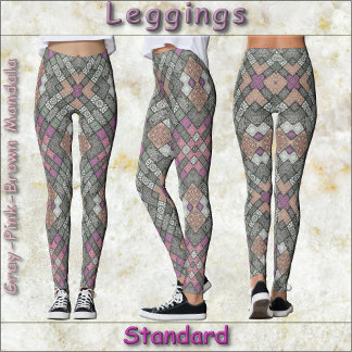 LEGGINGS - Graurosa-braunes Mandala-Design