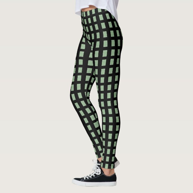 Leggings Grün Schwarz Quadrat (Links)