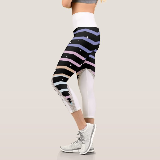 leggings High Waisted Capris  negro con zigzag (Links)