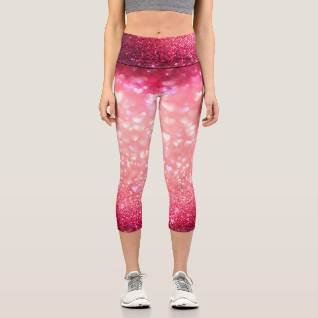 Leggings Hochgebrannte Capris - Sparkle Herzen (Vorderseite)