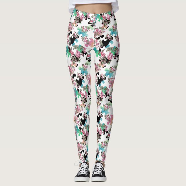 Leggings im Wasserfarbenpuzzle (Vorderseite)